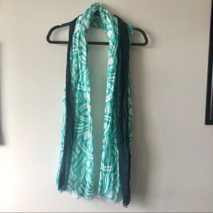 Banana Republic Teal Navy White Lightweight Scarf